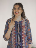 Blue Block Printed Pure Cotton Kurta